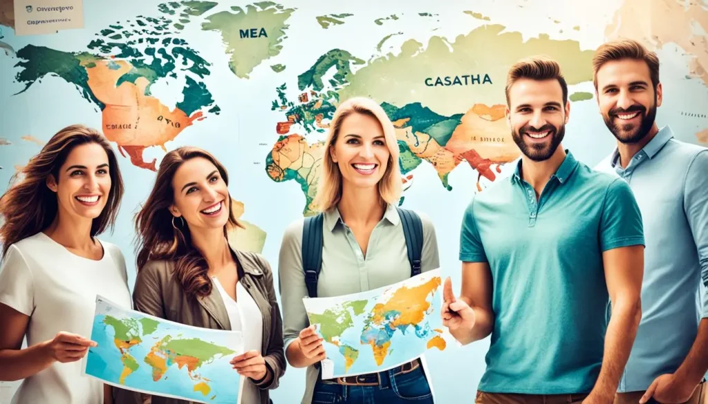 5 nômades digitais sorrindo para a foto