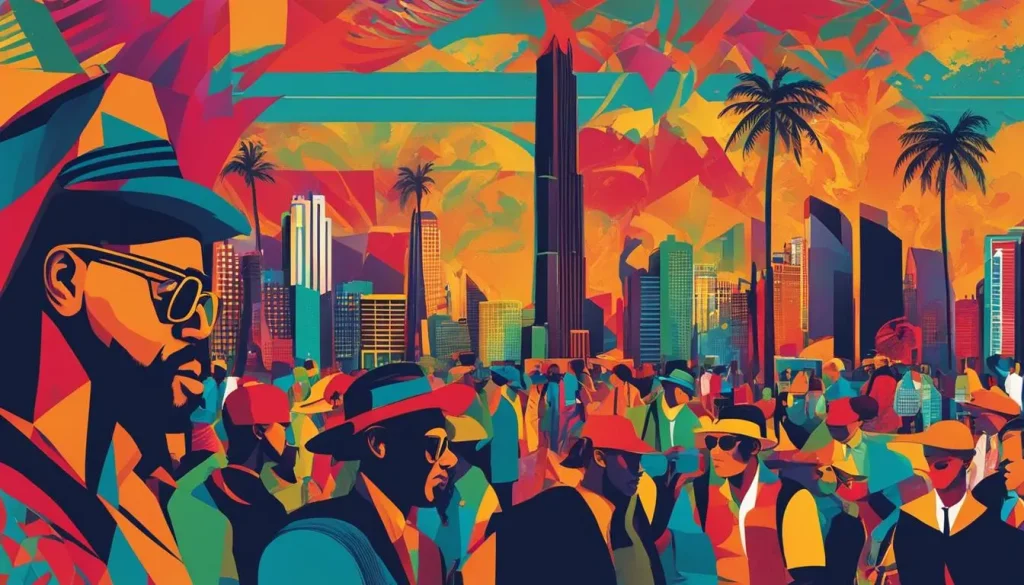 arte abstrata mostrando expatriados e cores variadas ao fundo