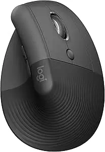 Mouse Sem Fio Logitech Lift Vertical com Design Ergonômico para Redução de Tensão Muscular, Cliques Silenciosos, Conexão Bluetooth ou USB Logi Bolt, Compatível com Windows